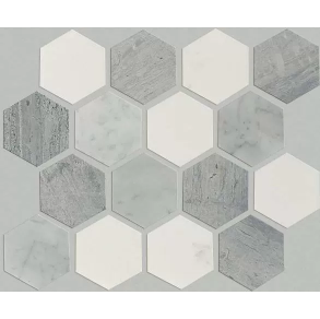 Bianco C Blue G Mosaic Hex - stone tile